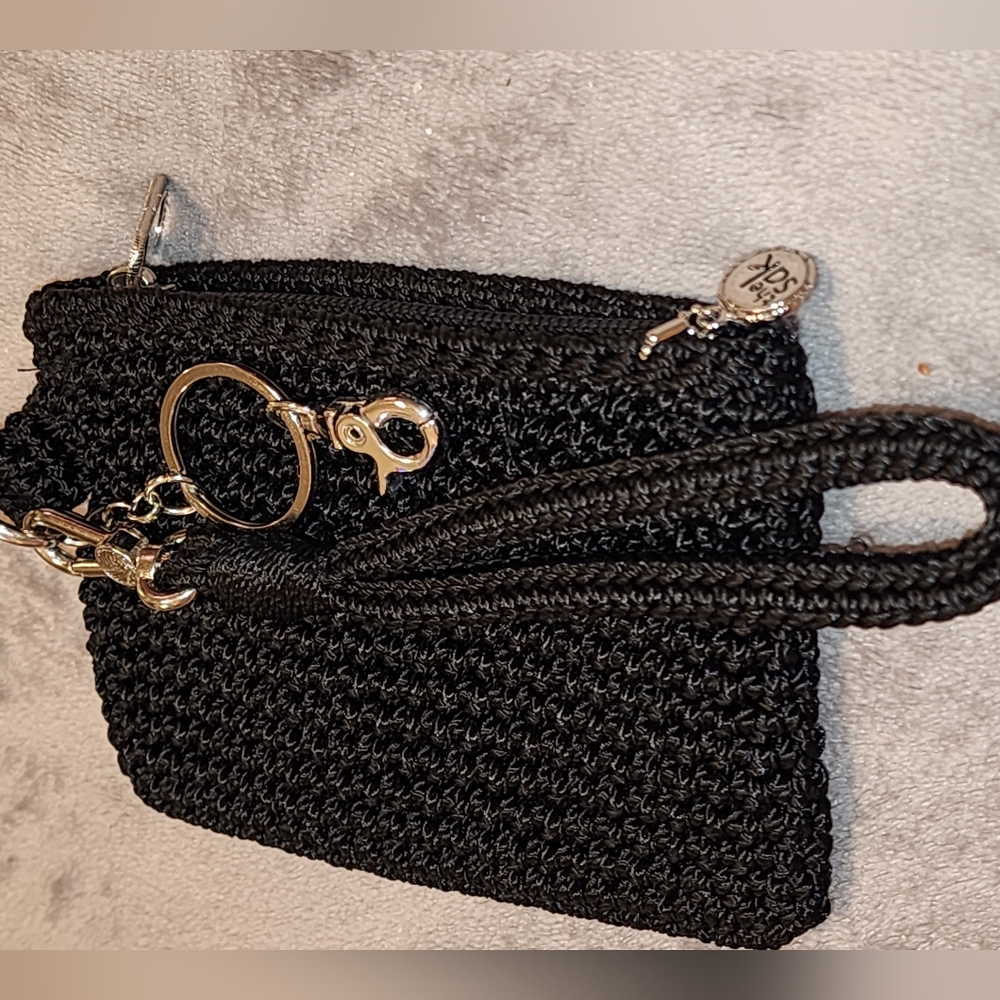 The Sak Black Textured Clutch with Gold Hardware